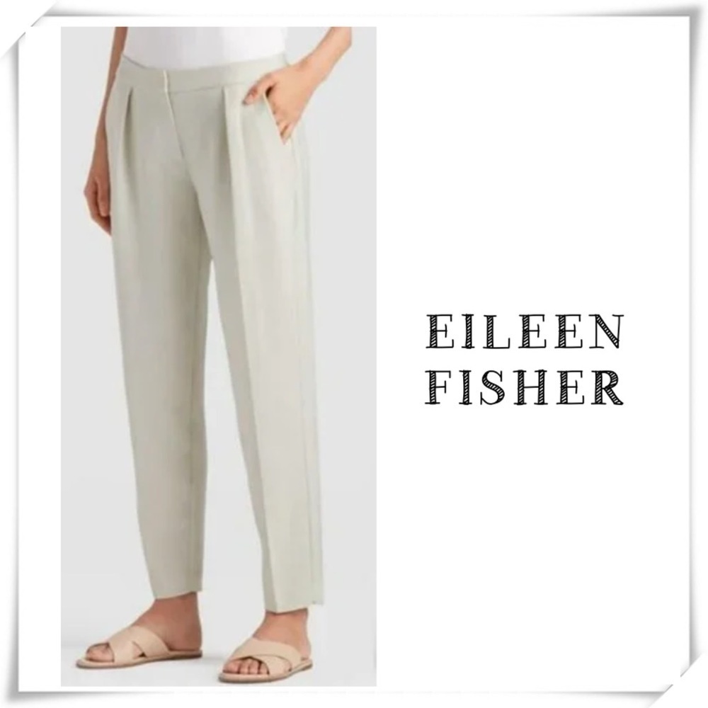 Eileen Fisher Drapey Tencel Stretch Slouchy Ankle Pant Bone Cream Ivory Size 6